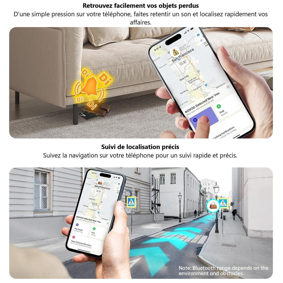 Carte de Suivi, Smart AirTag Card Compatible avec Apple Find My (iOS Uniquement)