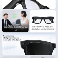 Lunettes Connectées AI avec Caméra 8MP & Audio Bluetooth