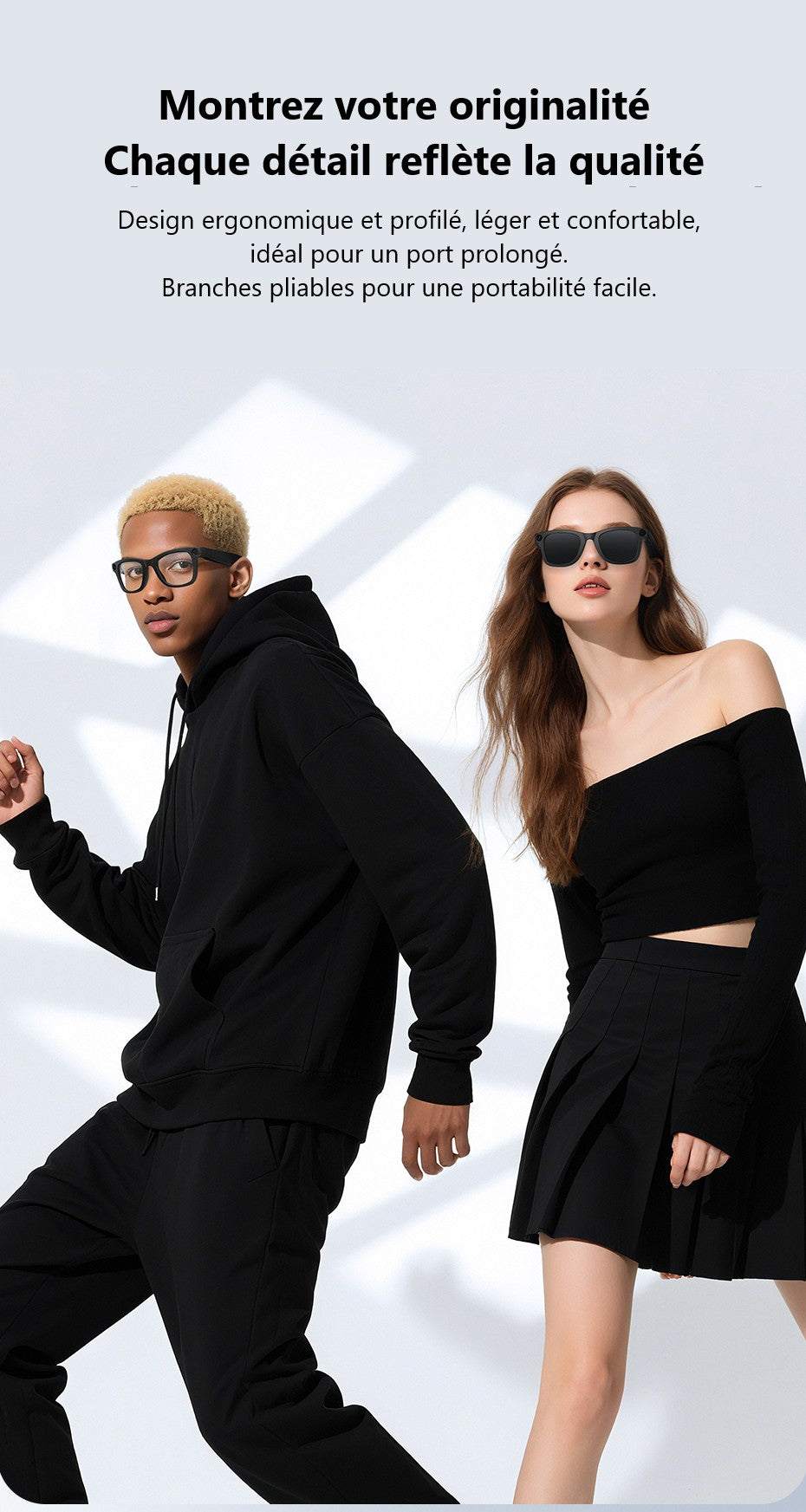 Lunettes Connectées AI avec Caméra 8MP & Audio Bluetooth