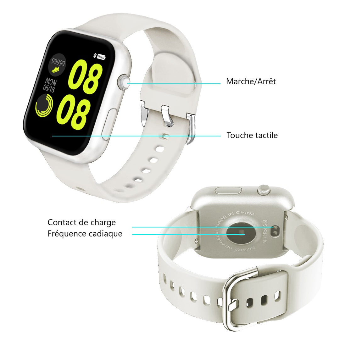 MONTRE  FITNESS BLUETOOTH MULTIFONCTION COMPATIBLE iOS