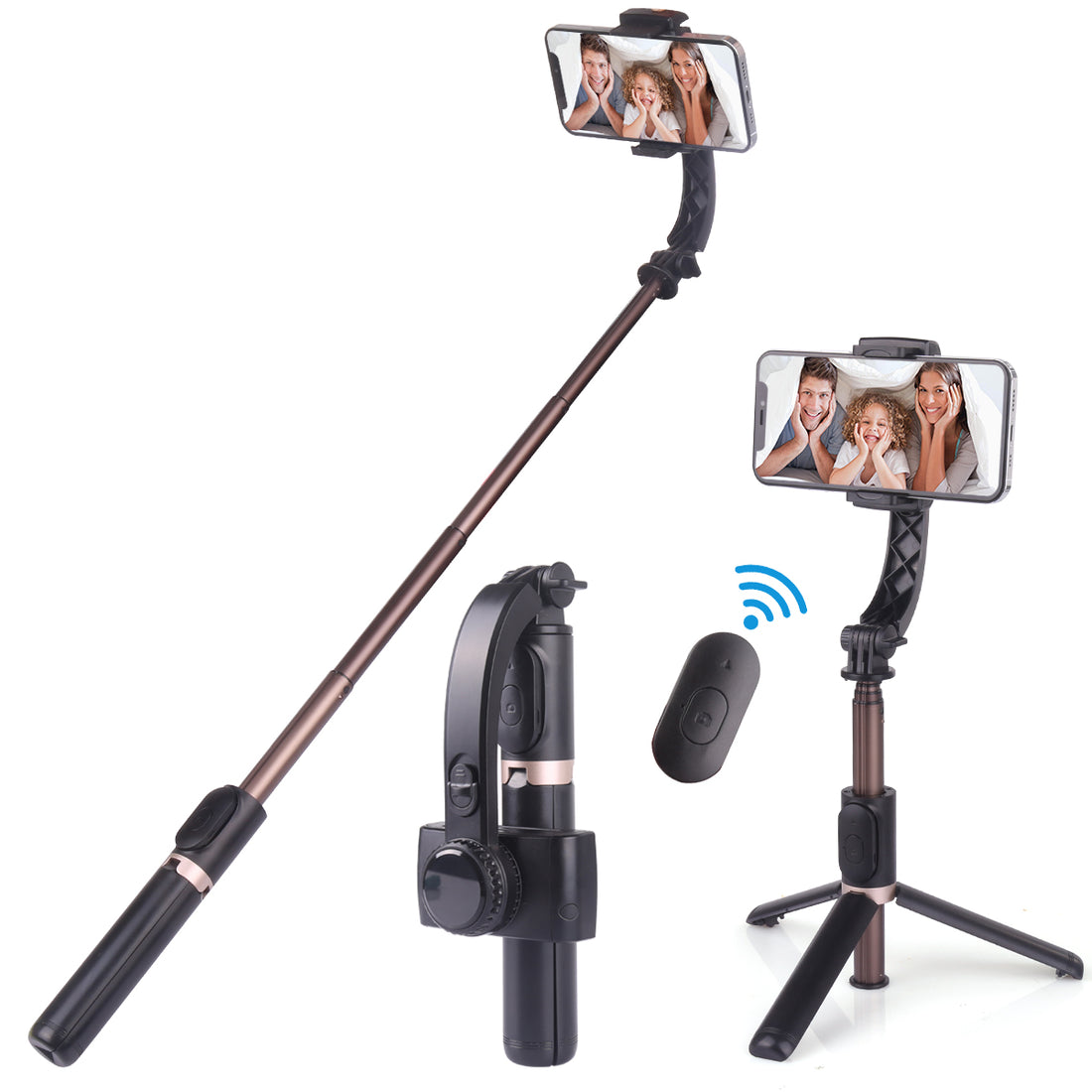 iMoshion Perche à selfie Bluetooth Pro 3 en 1 + trépied + Lumière