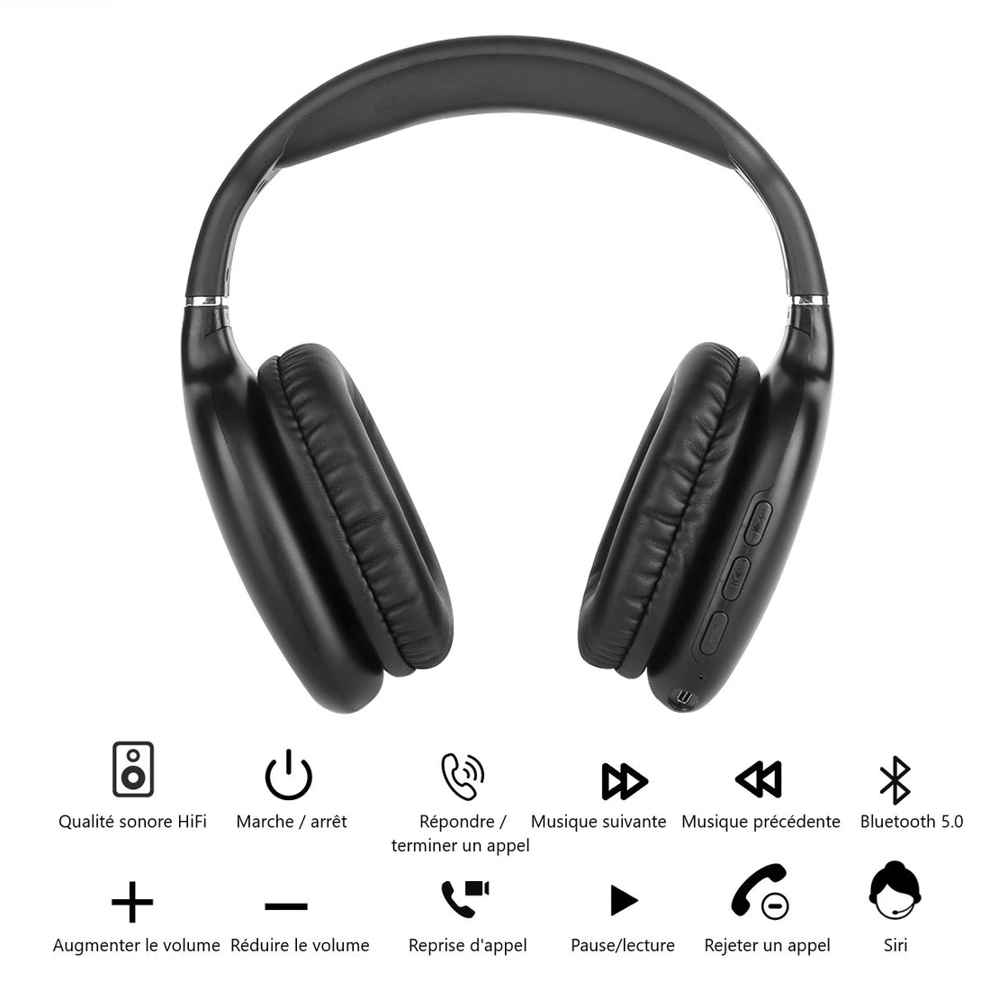 Metronic 480030 - Casque Audio sans Fil Bluetooth léger, Ajustable et  Pliable Bambou - Casque - LDLC