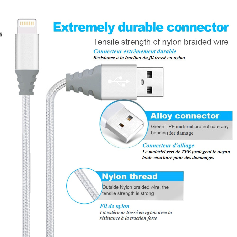 CABLE USB VERS 3 PORTS LIGHTENING 