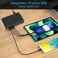 CHARGEUR USB A 10 PORTS